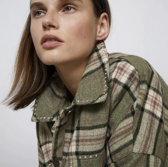 Zara wool blend check overshirt - Picture 6 of 8